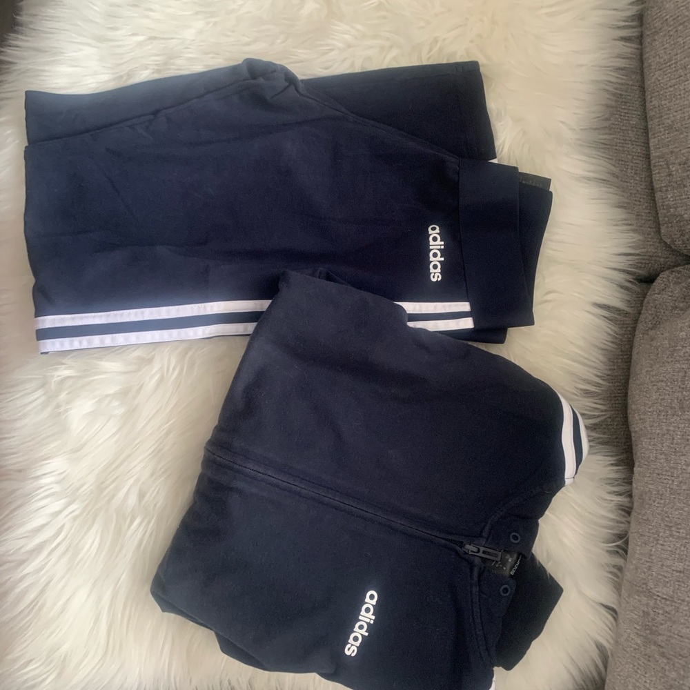 Adidas Navy Joggers with White Accents
